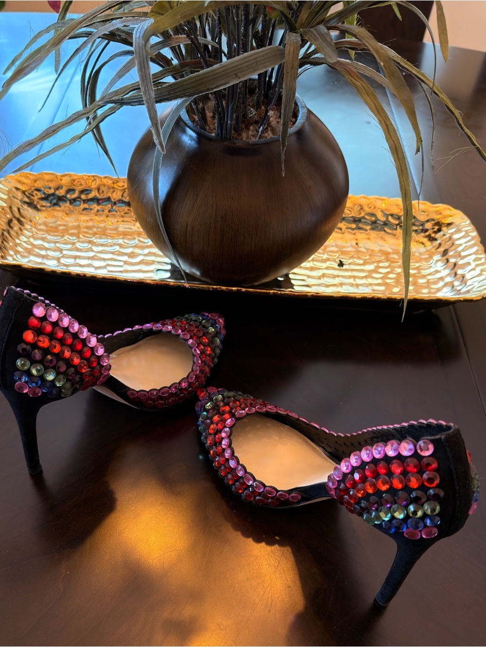 Jessica Simpson Multicolor Crystal Pointed Toe Heels - Pink & Rainbow - Picture 7 of 8